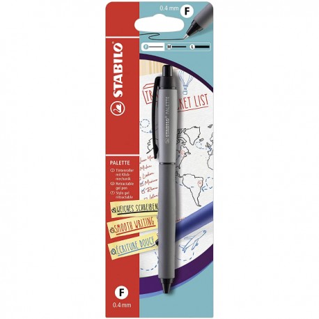 Pix cu gel Stabilo Palette, cu mecanism, varf 0.4 mm, negru