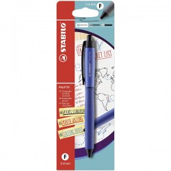Pix cu gel Stabilo Palette, cu mecanism, varf 0.4 mm, albastru