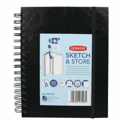 Caiet pentru schite si desen DERWENT Professional, A5, cu spira, 56 coli, 165 gsm, mapa inclusa, hartie alba