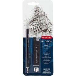 Creion mecanic metalic DERWENT Professional, HB 0.7 mm, rezerve mine si radiere incluse, negru