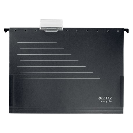 Dosar suspendabil Leitz Alpha Recycle, carton reciclat, A4, cu burduf, negru