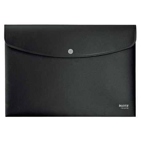 Mapa de protectie Leitz Recycle, cu capse, PP reciclat, A4, 60 coli, negru