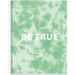 Caiet cu spira Miquelrius TIE DYE, A4, matematica, 120 file, coperta cu tratament antiviral si antibacterian, menta