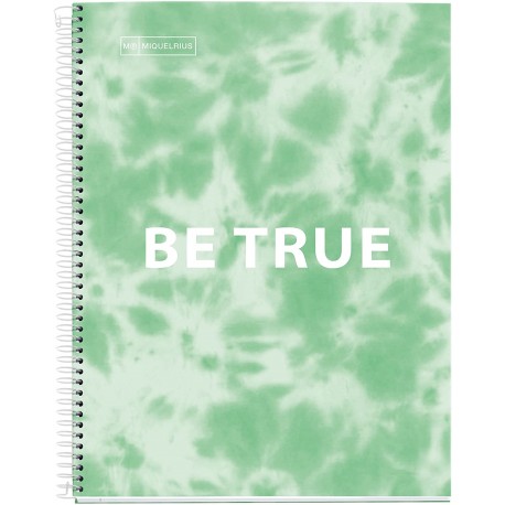 Caiet cu spira Miquelrius TIE DYE, A4, matematica, 120 file, coperta cu tratament antiviral si antibacterian, menta