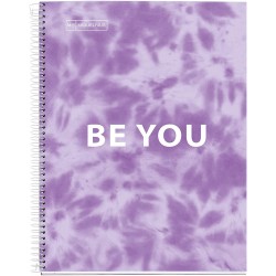 Caiet cu spira Miquelrius TIE DYE, A4, dictando, 120 file, coperta cu tratament antiviral si antibacterian, lavanda