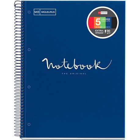 Caiet cu spira, Miquelrius, Emotion, A5, matematica, 120 file, coperta carton dur, albastru