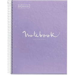 Caiet cu spira Miquelrius Emotions, A5, liniatura punctata, 80 file, coperta carton dur plastifiat, lavanda