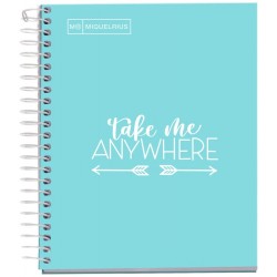 Caiet cu spira Miquelrius Messages, A5, matematica, 100 file, coperta carton dur plastifiat, bleu