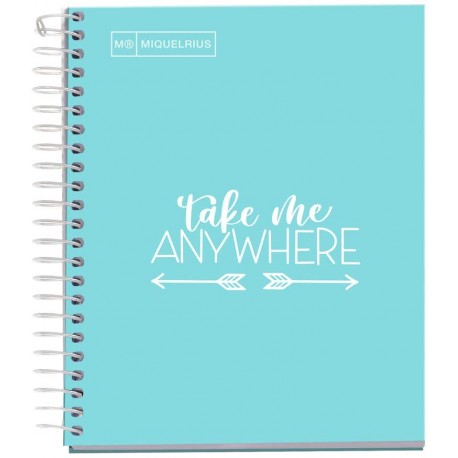 Caiet cu spira Miquelrius Messages, A5, matematica, 100 file, coperta carton dur plastifiat, bleu