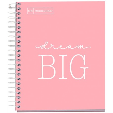 Caiet cu spira Miquelrius Messages, A5, matematica, 100 file, coperta carton dur plastifiat, roz