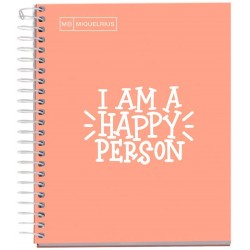 Caiet cu spira Miquelrius Messages, A5, matematica, 100 file, coperta carton dur plastifiat, piersica