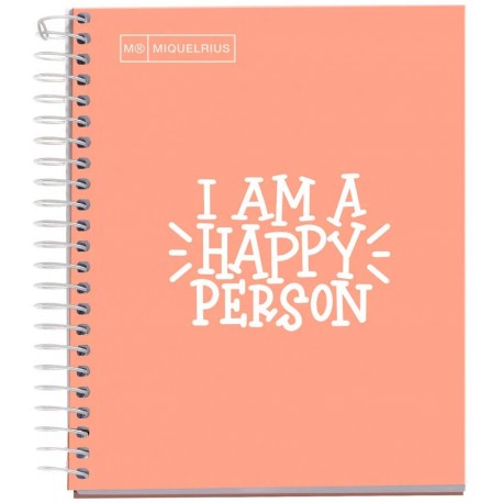 Caiet cu spira Miquelrius Messages, A5, matematica, 100 file, coperta carton dur plastifiat, piersica