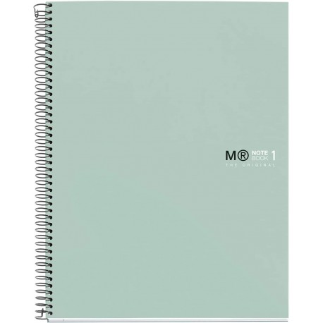 Caiet cu spira Miquelrius Original, A4, matematica, 80 file, coperta cu tratament antiviral si antibacterian, aqua