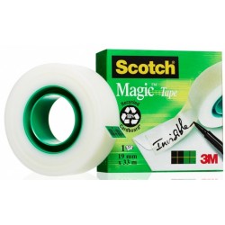 Banda adeziva transparent mata, invizibila la copiere, se rupe usor, 19mm x 33m, 3M - SCOTCH Magic