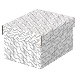 Cutie depozitare Esselte Home Recycled, carton, 25x20x15 cm, cu capac, 3 buc/set, alb