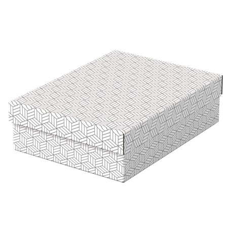 Cutie depozitare Esselte Home Recycled, carton, 36x26x10 cm, cu capac, 3 buc/set, alb