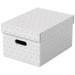 Cutie depozitare Esselte Home Recycled, carton, 36x26x20 cm, cu capac, 3 buc/set, alb