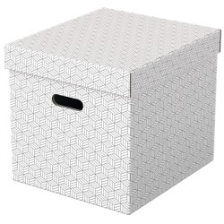 Cutie depozitare Esselte Home Recycled, carton, 36x32x31 cm, cu capac, 3 buc/set, alb