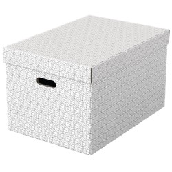 Cutie depozitare Esselte Home Recycled, carton, 51x35x30 cm, cu capac, 3 buc/set, alb