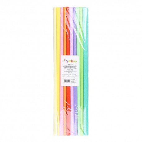 Rola hartie creponata, 50 x 200 cm, 10 buc/set, GIMBOO - culori pastel asortate