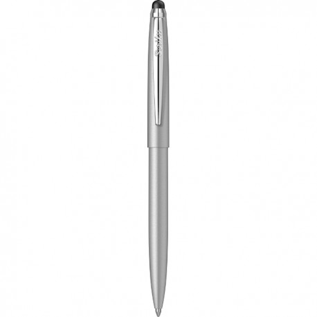 Pix cu mecanism Scrikss Stylus Matt Grey, gri deschis, touch, vf M, scriere albastra