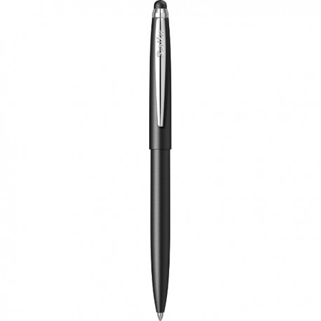 Pix cu mecanism Scrikss Stylus Matt Black, negru, touch, vf M, scriere albastra