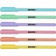 Set 6 pixuri fara mecanism Kores, varf 1 mm, corp pastel, scriere albastra