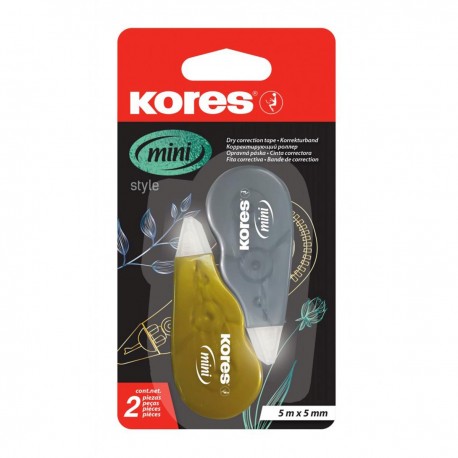 Banda corectare Kores mini, 5 m x 5mm, argintiu si auriu, 2 bucati/blister