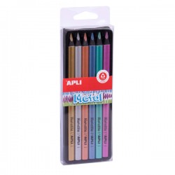 Set 6 creioane colorate Apli Jumbo, culori metalizate