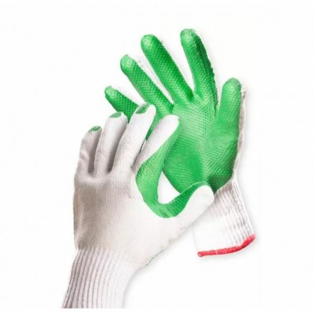Manusi protectie Brick, standard EN420, EN-388:3232, degete cauciucate cu latex - marimea 10 - alb/verde