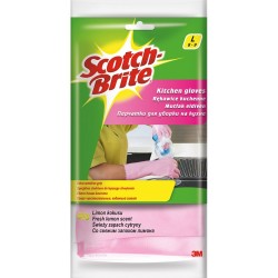 Manusi pentru uz in bucatarie, cu rubber grip, culoare roz, 3M SCOTCH BRITE Kitchen - marime L