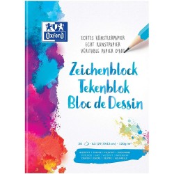 Bloc de desen A3, OXFORD, 20 file-120g/mp - velin - coperta carton