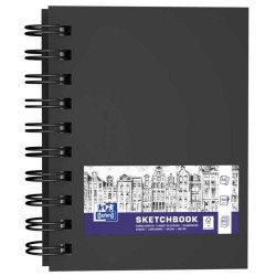 Caiet pentru schite A6, OXFORD Sketchbook, 96 file-100g/mp, coperta carton rigida - negru