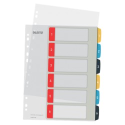 Index LEITZ Cosy, imprimabil, PP, A4, 1-6, multicolor