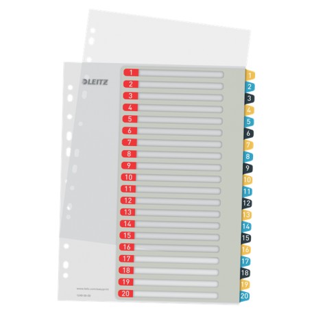 Index LEITZ Cosy, imprimabil, PP, A4, 1-20, multicolor