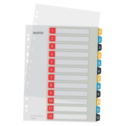 Index LEITZ Cosy, imprimabil, PP, A4, 1-12, multicolor