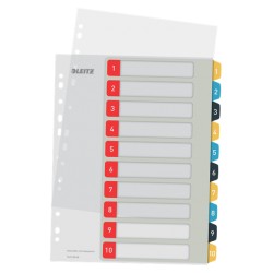 Index LEITZ Cosy, imprimabil, PP, A4, 1-10, multicolor