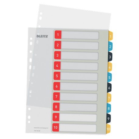 Index LEITZ Cosy, imprimabil, PP, A4, 1-10, multicolor