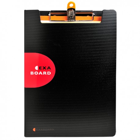 Clipboard dublu Exacompta, cu buzunar interior si elastic PP, A4, negru