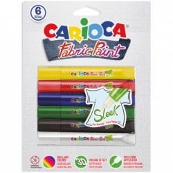 Vopsea pentru textile, rezistenta la spalare, 6 culori/blister, CARIOCA Fabric Paint - Sleek