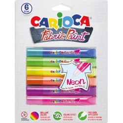 Vopsea pentru textile, rezistenta la spalare, 6 culori/blister, CARIOCA Fabric Paint - Neon