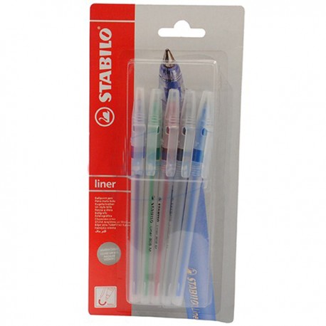 Pix fara mecanism Stabilo liner, M, 0.45 mm, 5 culori/blister