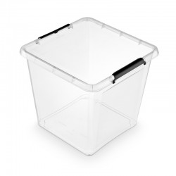 Container plastic cu capac, transparent, ORPLAST Simple box - capacitate 36L