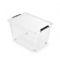 Container plastic cu capac, transparent, ORPLAST Simple box - capacitate 32L - cu otile