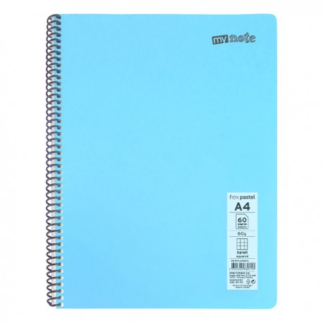 Caiet cu spira Mynote, format A4, 60 file offset 60 g/mp, liniatura matematica, coperta PP pastel diverse culori