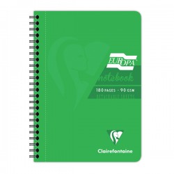 Caiet cu spira A5 EuropaGlossy Clairefontaine, 90 file, dictando, verde