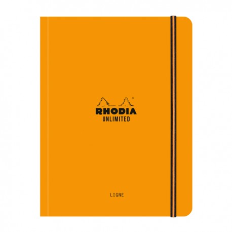 Caiet cu elastic A5+ Rhodia Unlimited, 60 file, dictando, portocaliu
