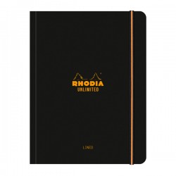 Caiet cu elastic A5+ Rhodia Unlimited, 60 file, dictando, negru
