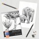 Bloc de desen OXFORD Sketching, A3, 50 file - 120g/mp, coperta carton - design flori