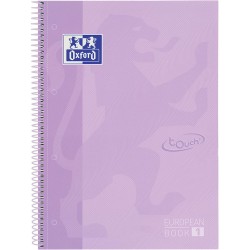 Caiet cu spirala, OXFORD Europeanbook 1, A4+, 80 file-90g/mp, hardcover mov pastel, Scribzee-dictando